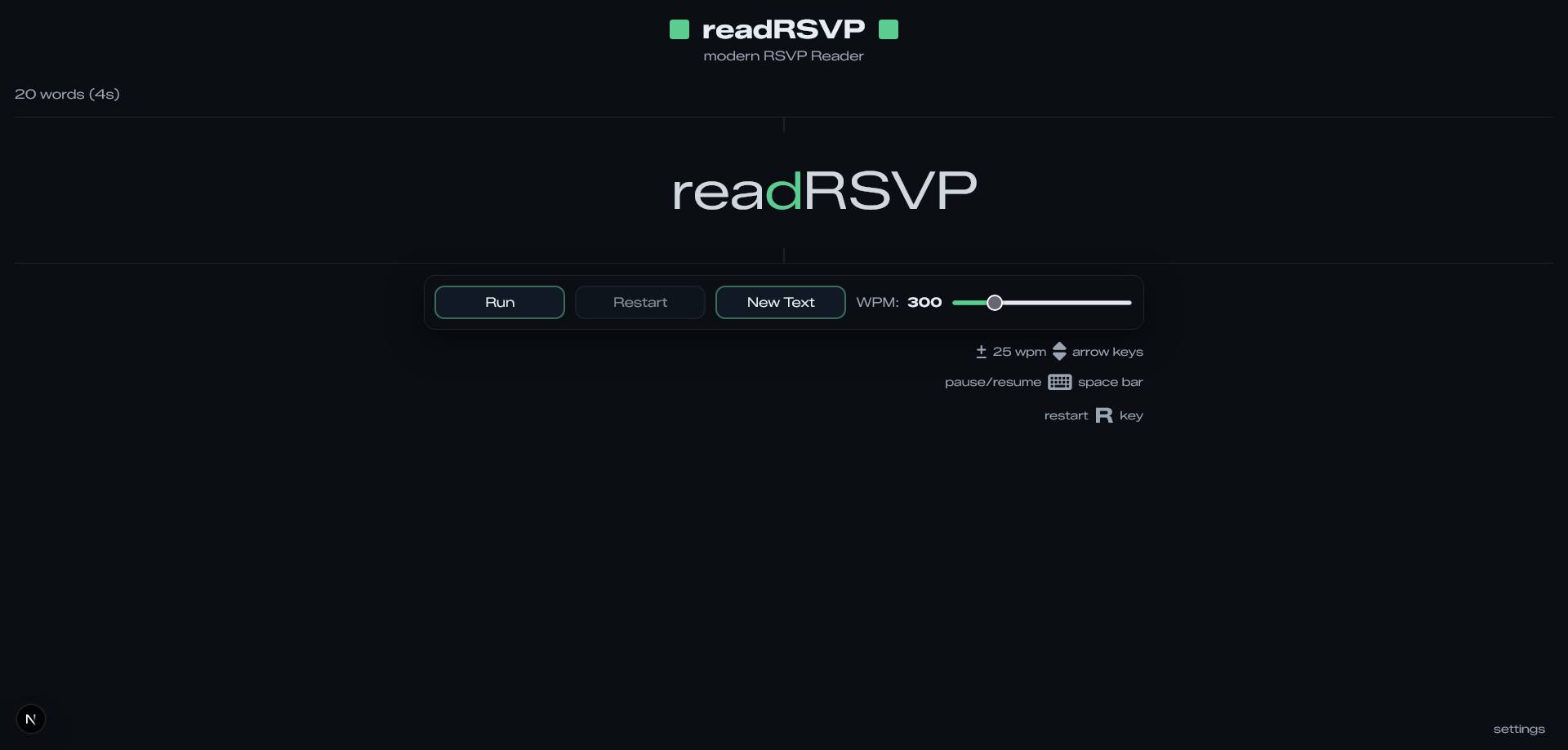 readRSVP - RSVP Speed Reading Tool